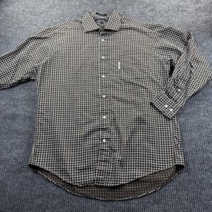 Faconnable‎ Shirt Mens Large Brown Check Long Sleeve Button Front Cotton Casual